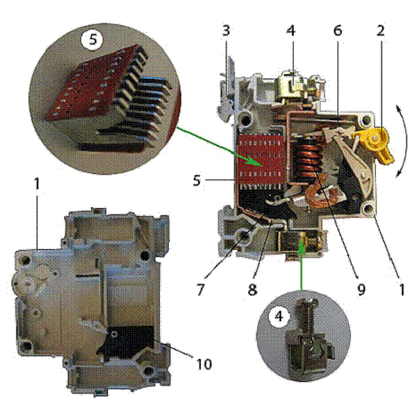  схема устройства автоматического выключателя и принцип его работы 1