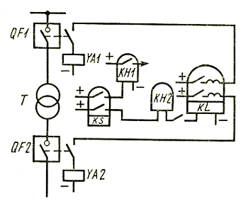  принципиальная электрическая схема газовой защиты трансформатора 1