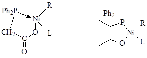 Процесс проводят при ос и атм этилена в растворах комплексов никеля 1